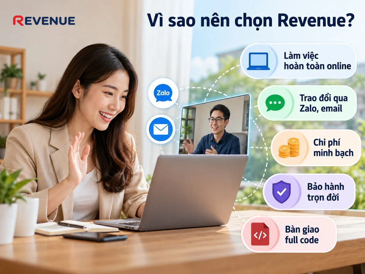 Vì sao nên chọn Revenue với quy trình làm việc hoàn toàn online