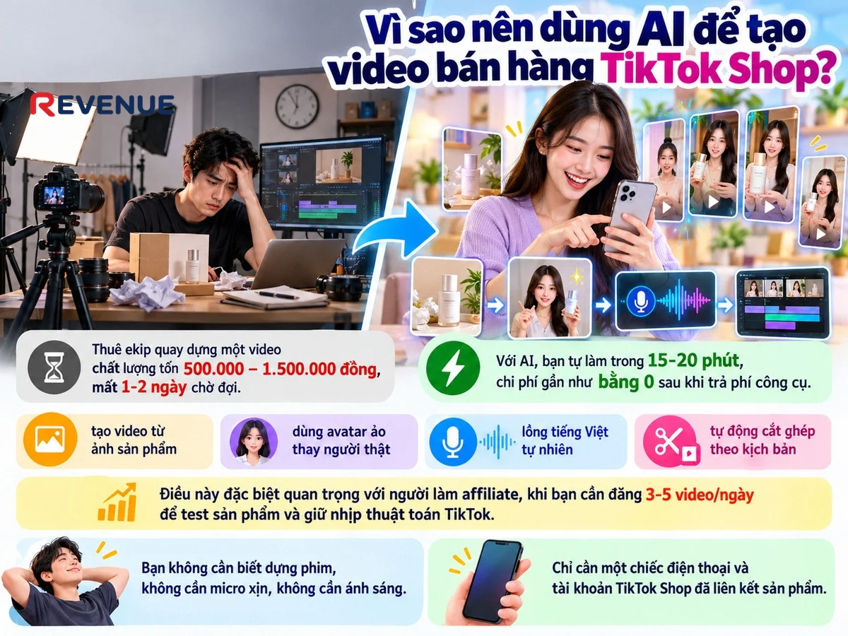 Tự làm video bán hàng trong 15-20 phút nhờ sức mạnh AI, vì sao nên dùng AI để tạo video bán hàng TikTok Shop