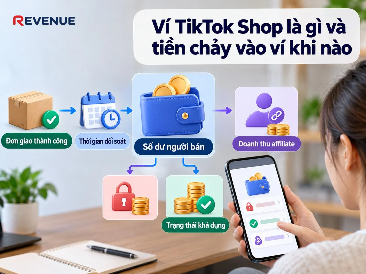 Ví TikTok Shop là gì và tiền chảy vào ví khi nào qua Số dư người bán